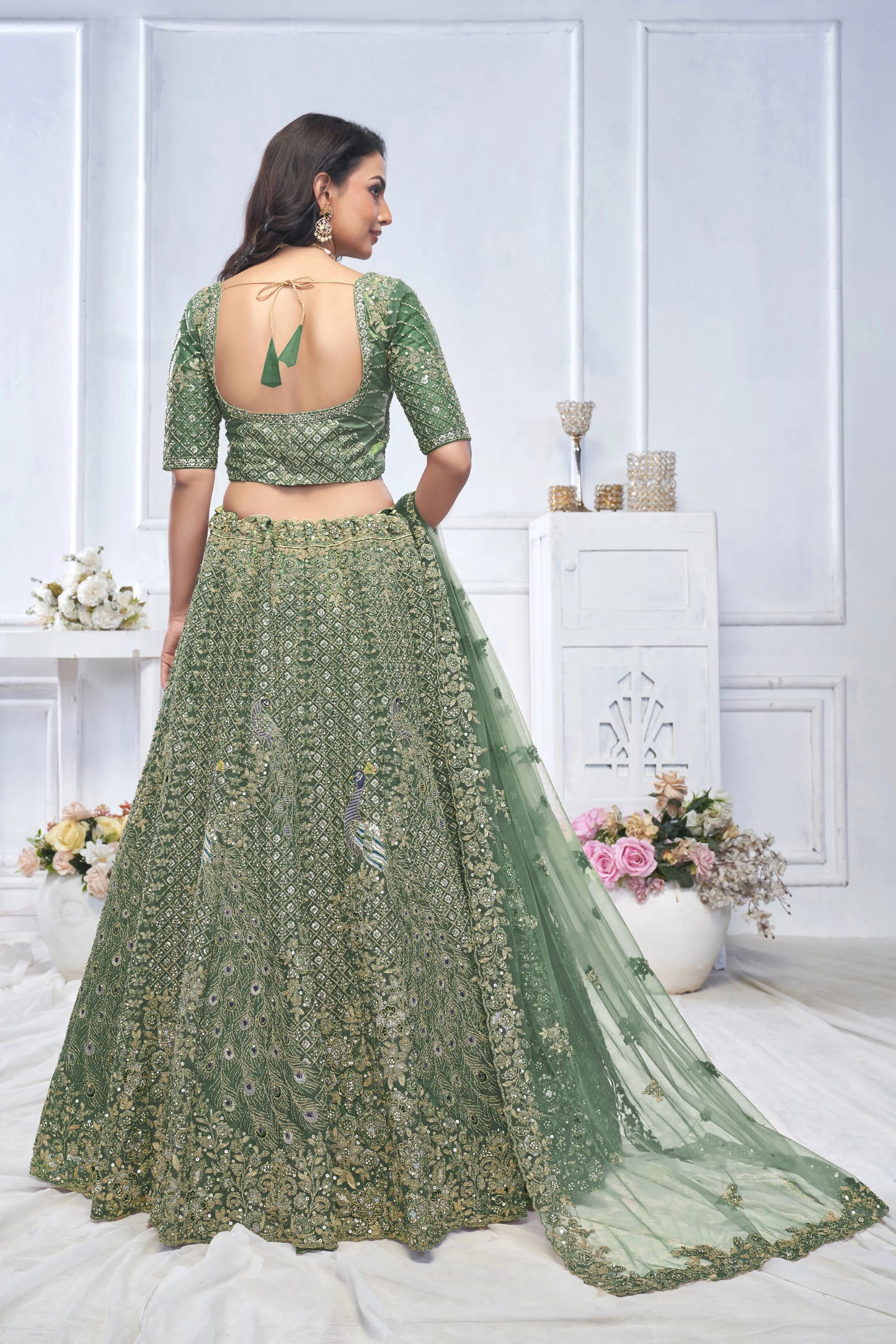 Graceful Green bridal wear lehenga