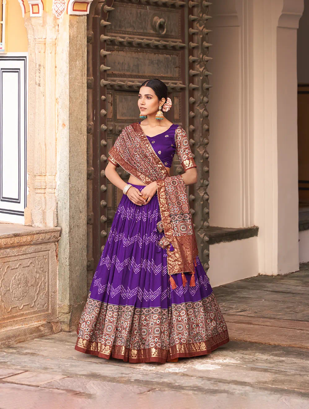 Unique Tussar Silk Foil Print Lehenga Choli