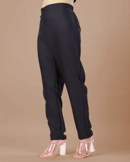 Black kurta pant with white peaceful dupatta