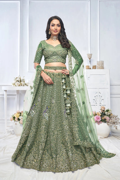 Graceful Green bridal wear lehenga