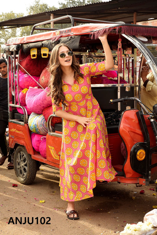 Pink Floral Print Dress