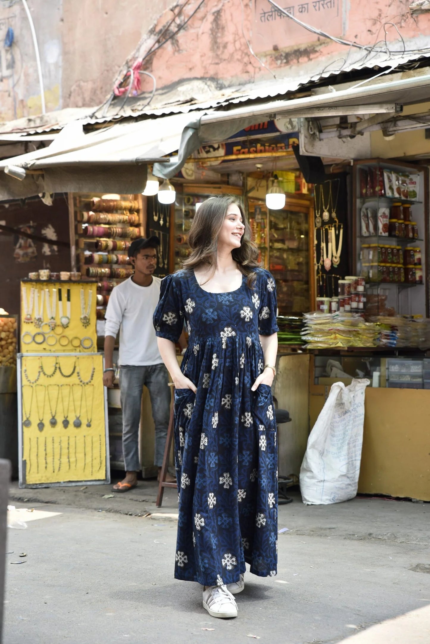 Blue Floral Print Dress