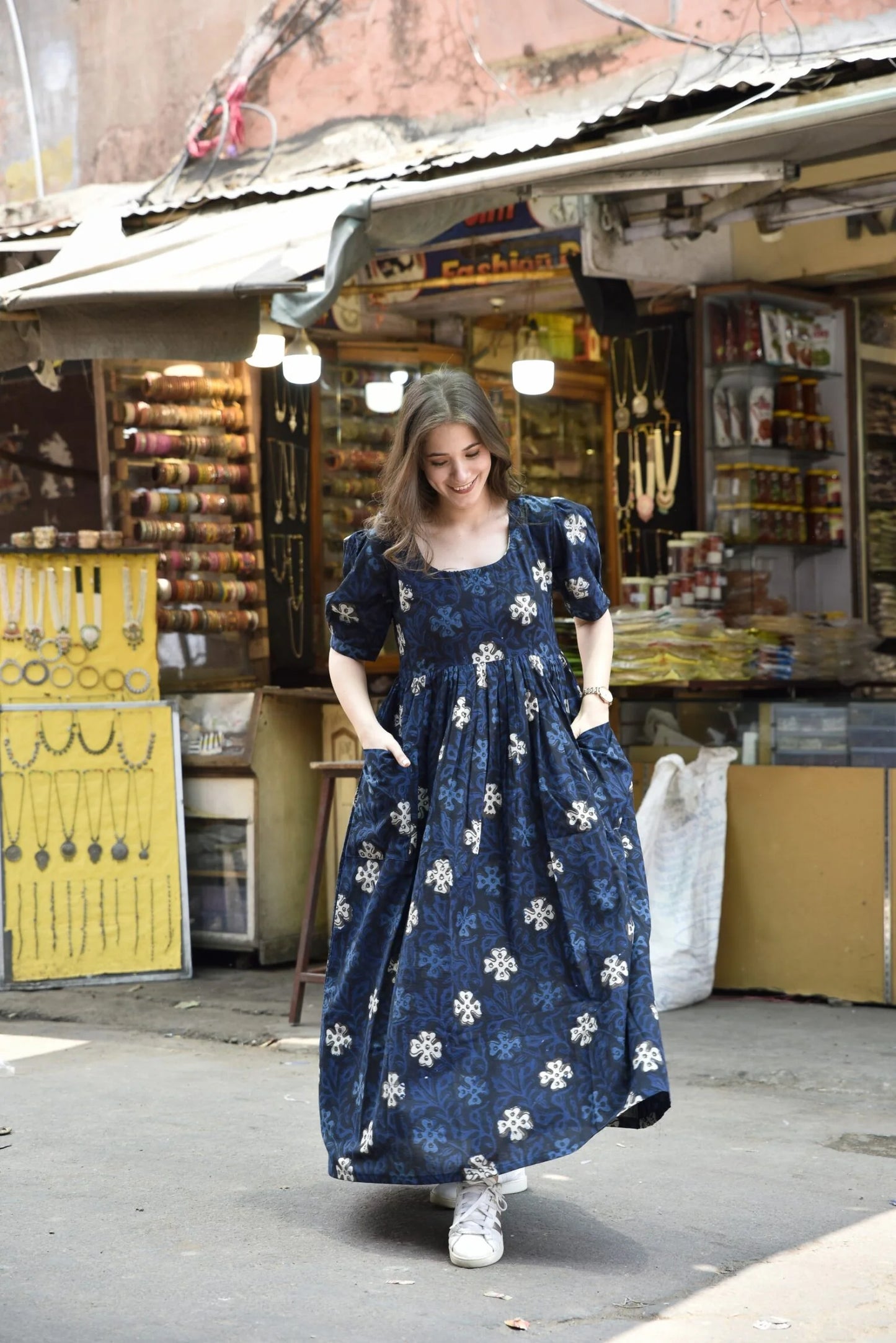 Blue Floral Print Dress