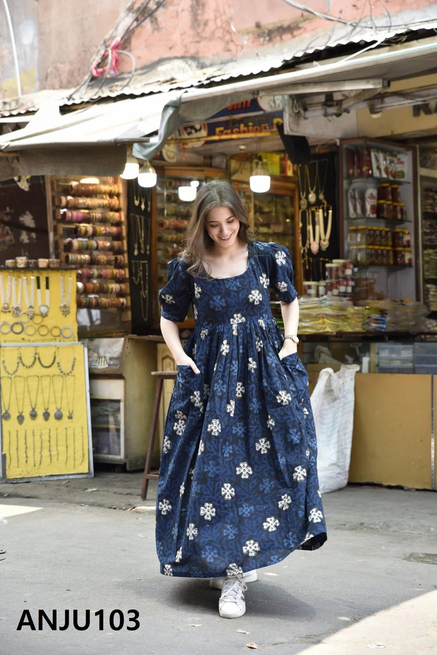 Blue Floral Print Dress