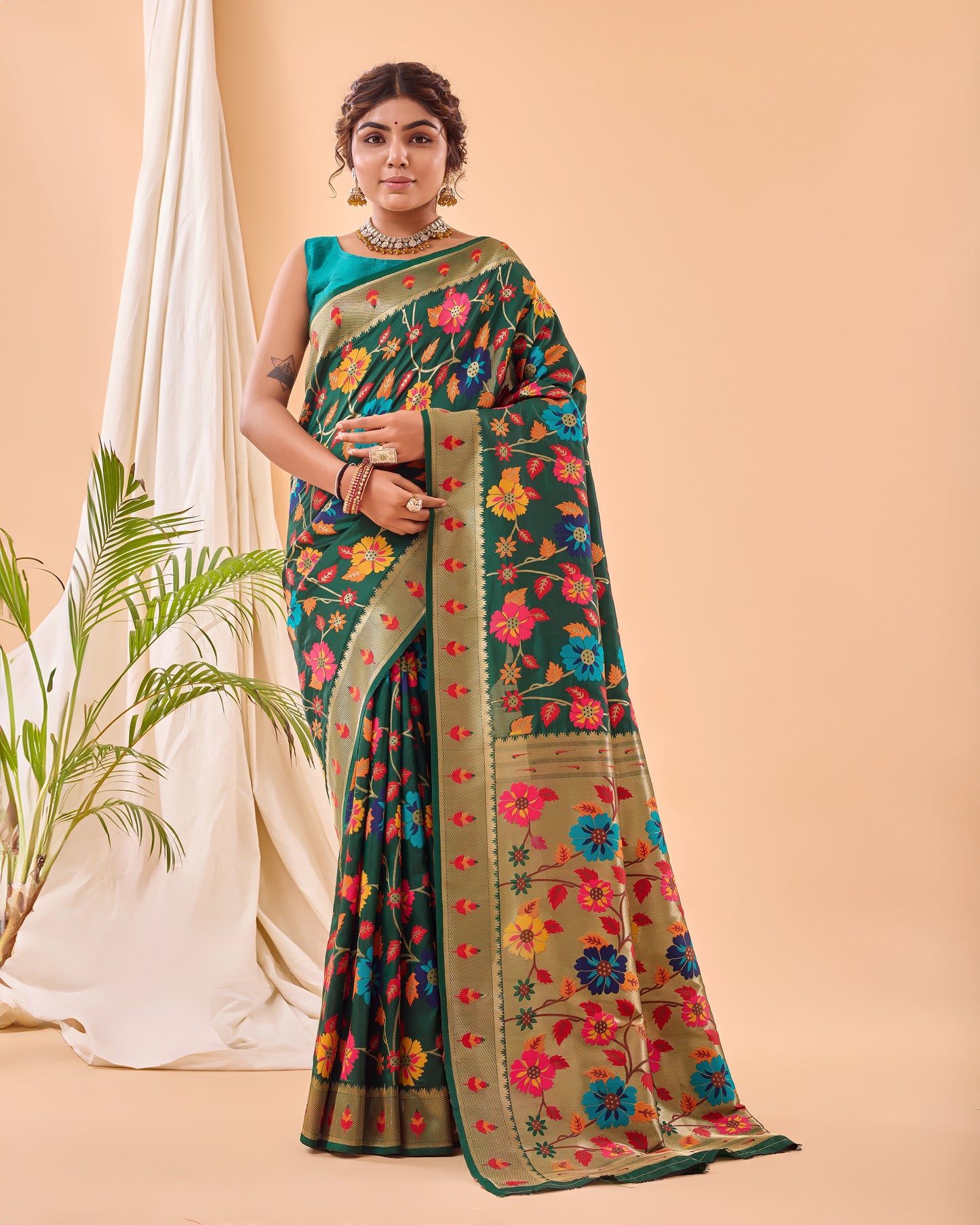 Party Perfect Floral Print Silk Saree