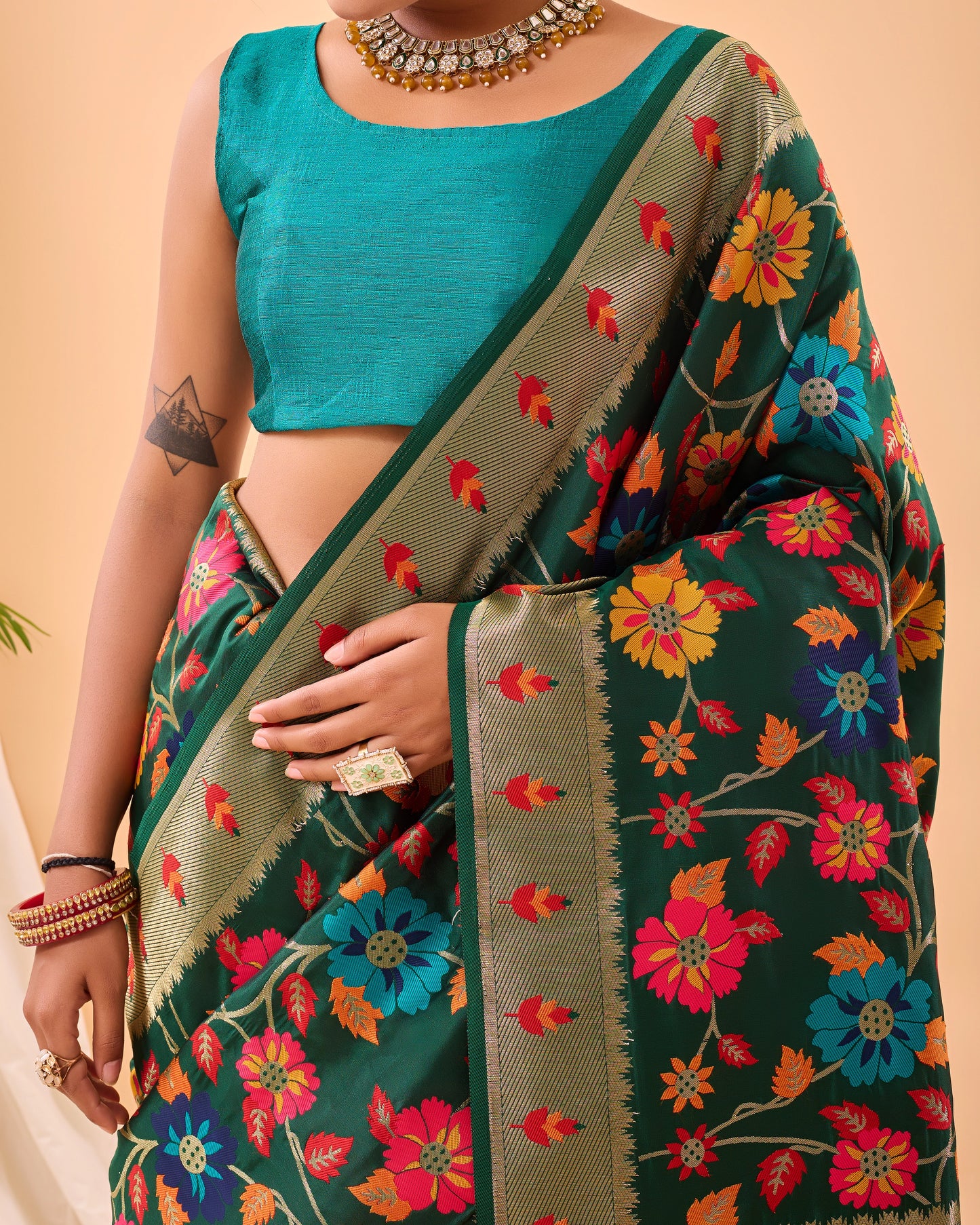 Party Perfect Floral Print Silk Saree