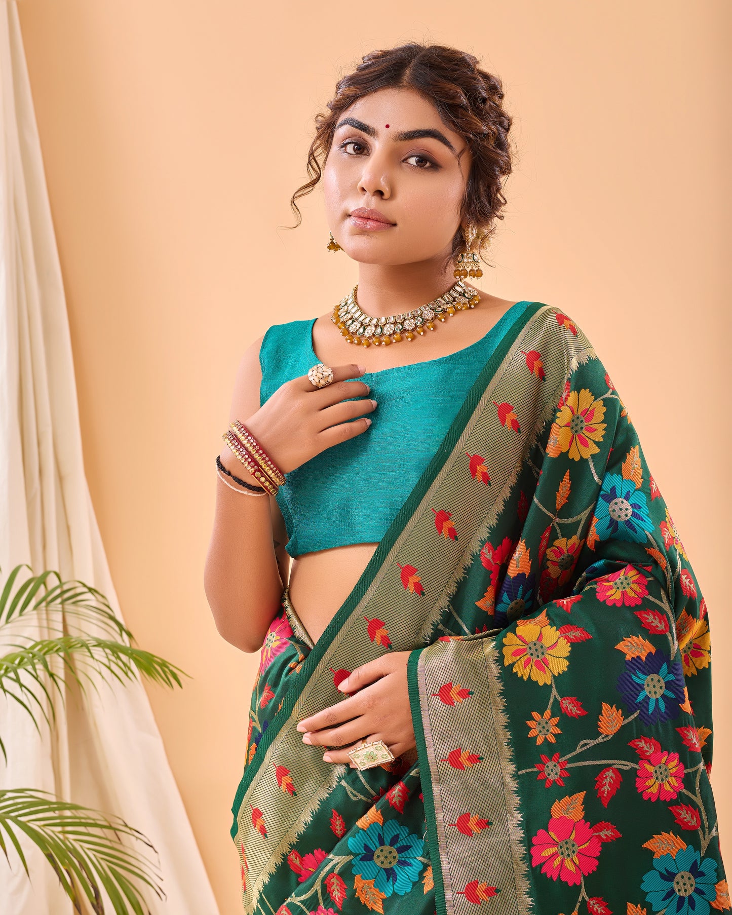 Party Perfect Floral Print Silk Saree