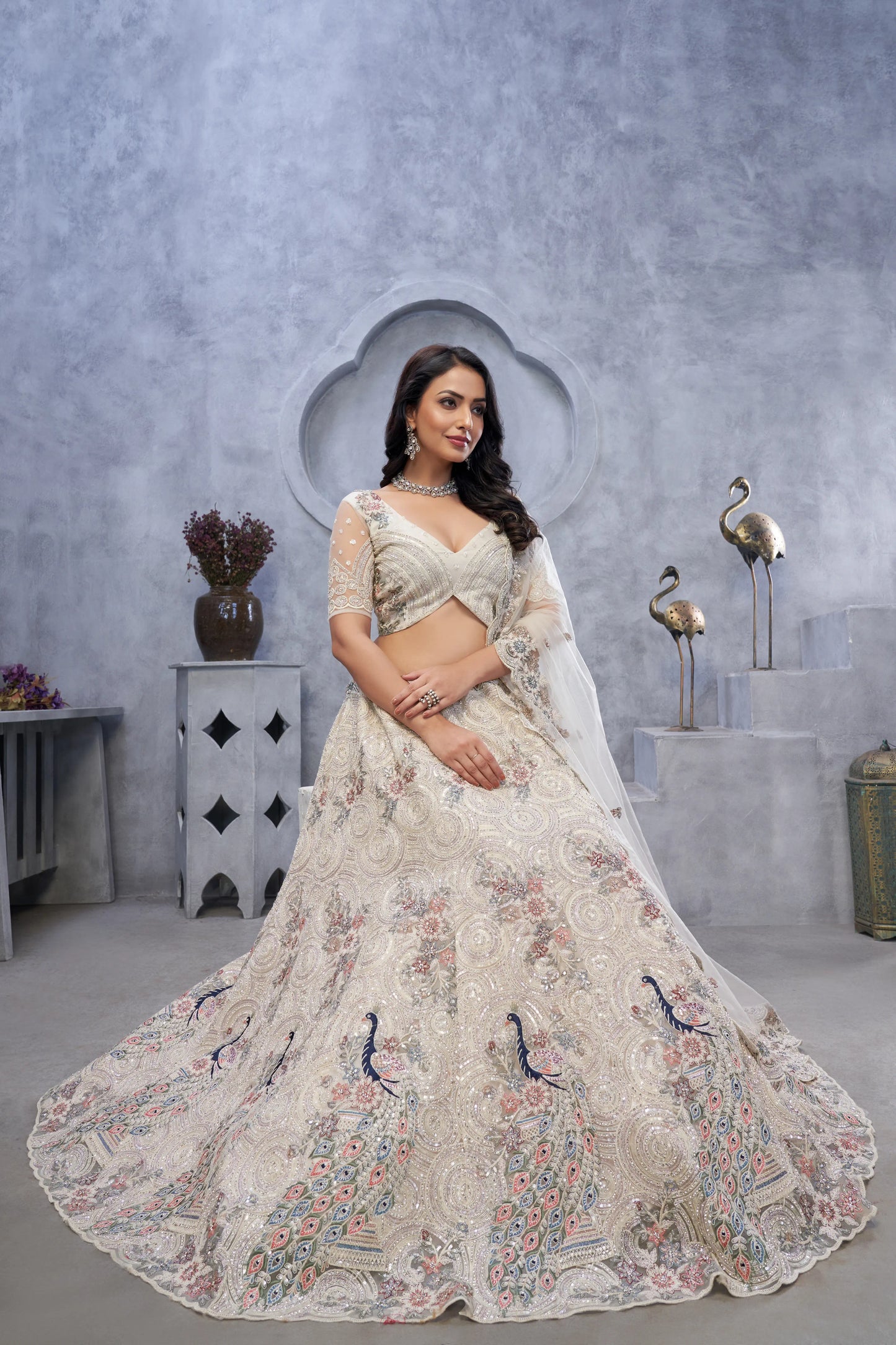 Alluring Bel Butti pattern Sangeet Lehenga Choli