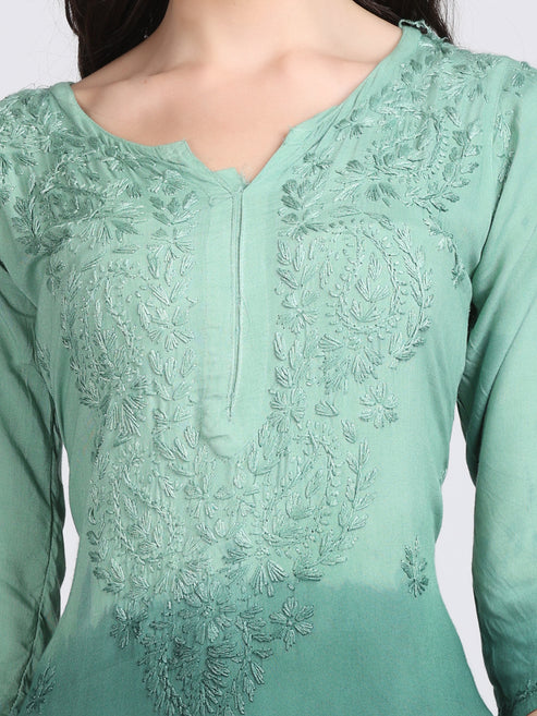 Lucknowi Chikankari Shaded kurti with palazzo