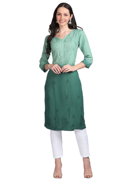 Lucknowi Chikankari Shaded kurti with palazzo