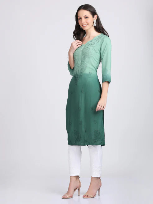 Lucknowi Chikankari Shaded kurti with palazzo