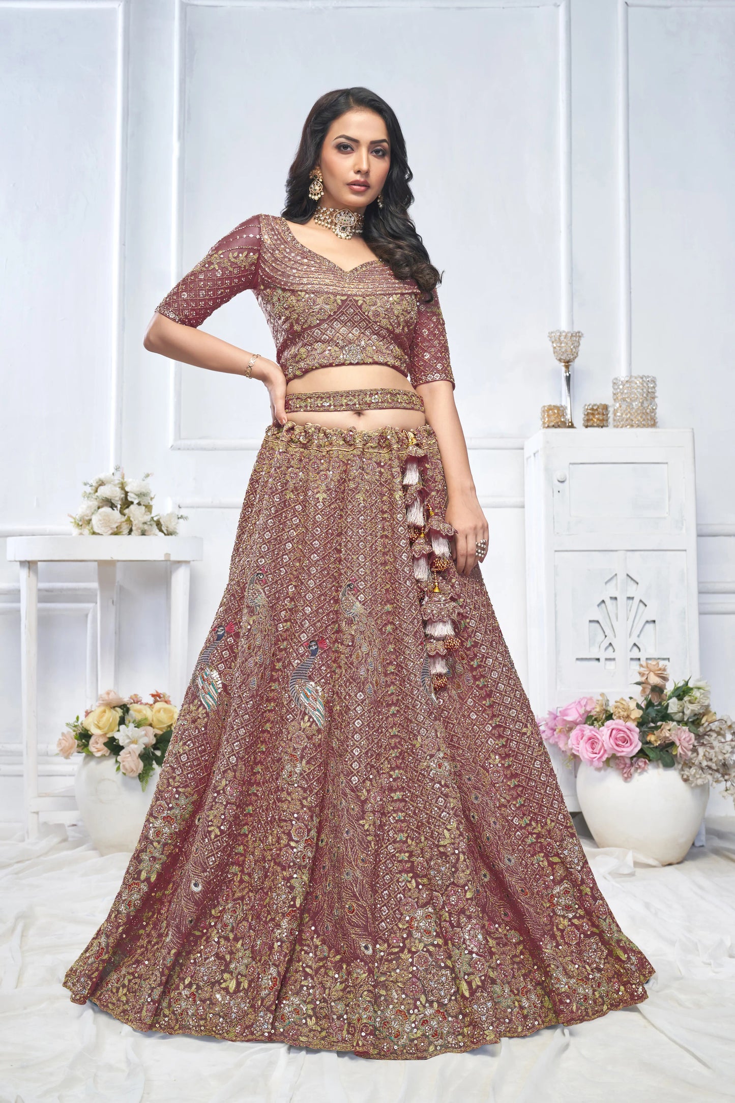 Dark Purple bridal wear lehenga