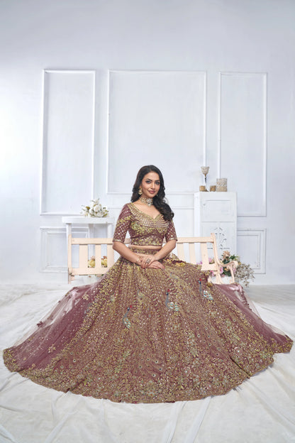 Dark Purple bridal wear lehenga