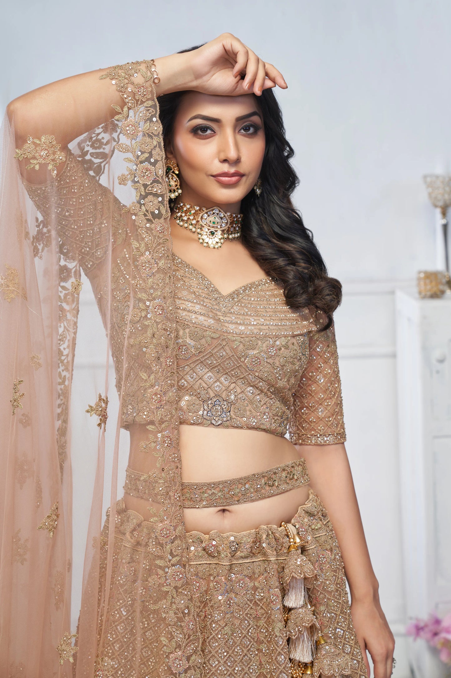 Show stopper Mustard  Embroidered bridal wear lehenga