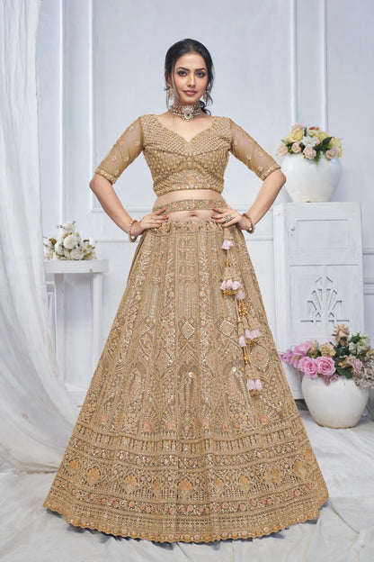 Royal Grandeur bridal Brown  Lehenga with Paisley and Peacock Motifs & Heavy Embroidery