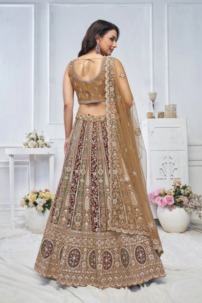 The Majestic leaf pattern bridal lehenga