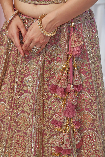 Pastel Onion Embroidered Bridal lehenga