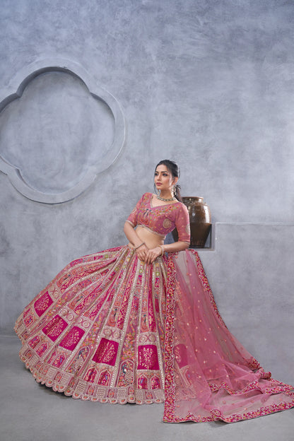 Radiant Magenta (purple)  Bridal  Silk Lehenga