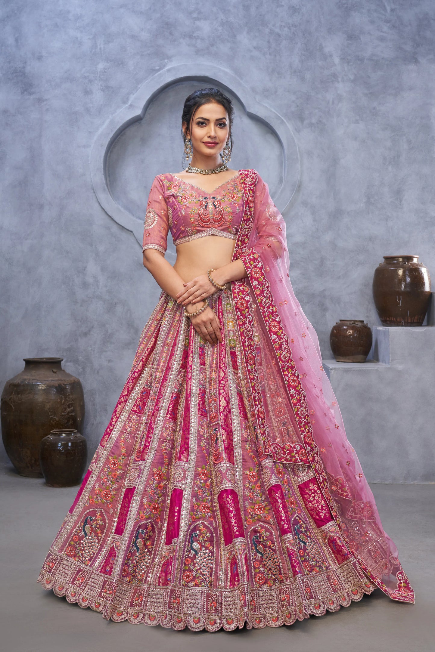 Radiant Magenta (purple)  Bridal  Silk Lehenga