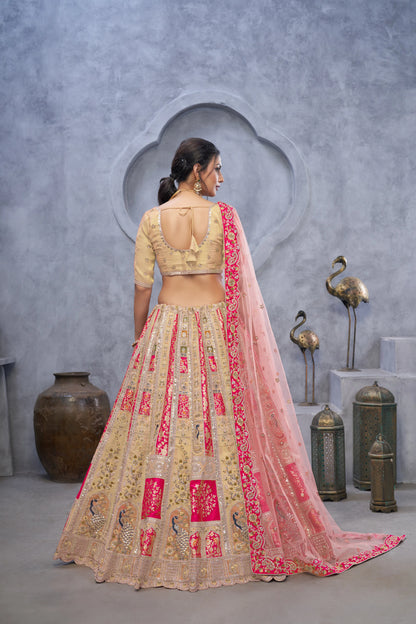 Radiant Chiku-Pink Bridal Silk Lehenga