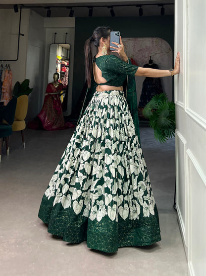 Tussar Silk Floral Print Lehenga Choli With Tussel