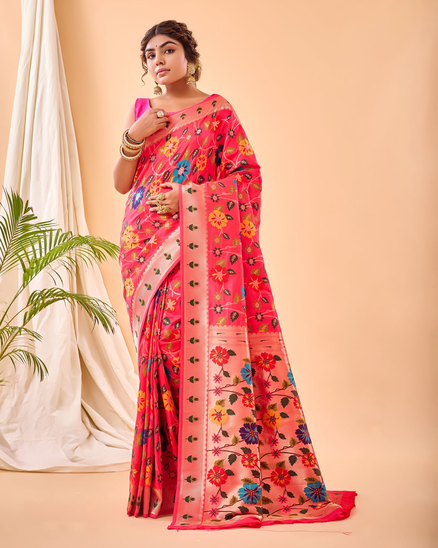 Party Perfect Floral Print Silk Saree