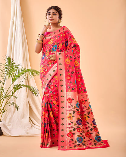 Party Perfect Floral Print Silk Saree