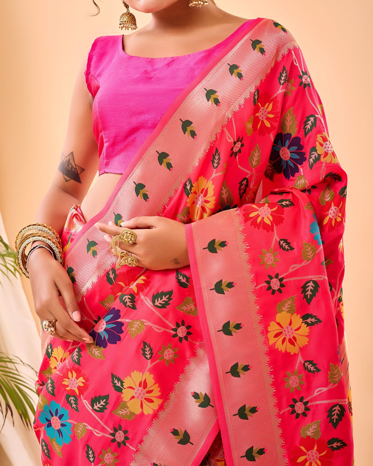 Party Perfect Floral Print Silk Saree