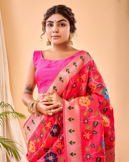 Party Perfect Floral Print Silk Saree