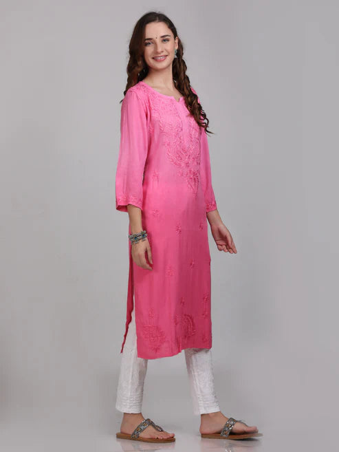 Lucknowi Chikankari Shaded kurti with palazzo