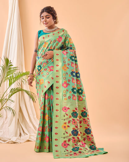 Party Perfect Floral Print Silk Saree