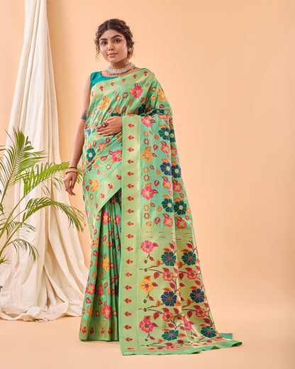 Party Perfect Floral Print Silk Saree