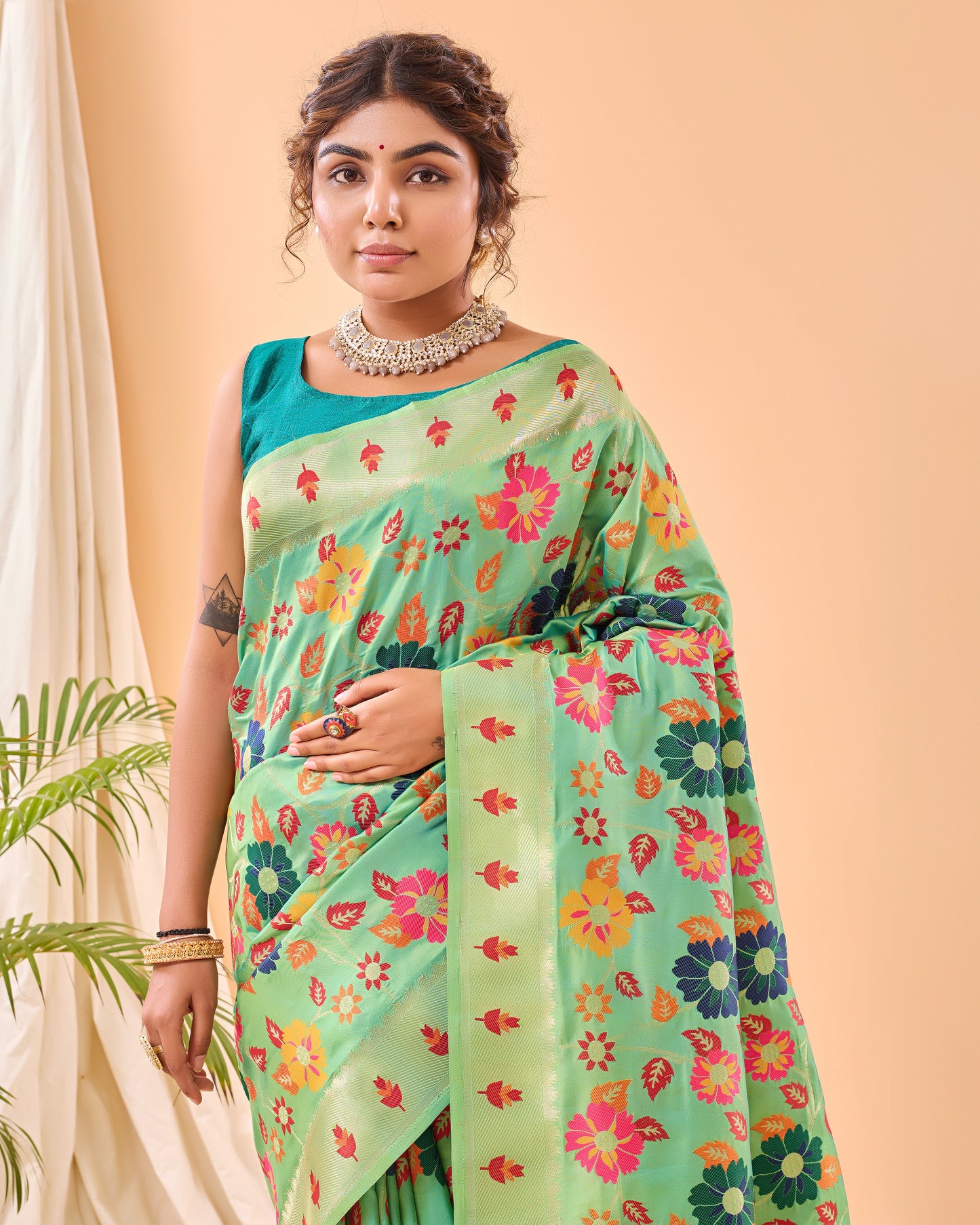 Party Perfect Floral Print Silk Saree