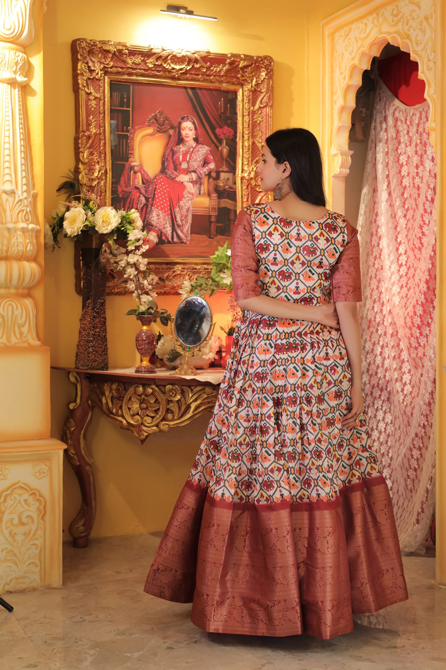 Beautiful Patola Print Soft Silk Gown