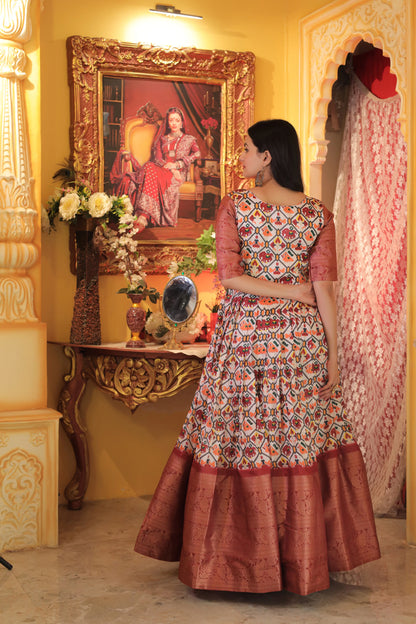 Beautiful Patola Print Soft Silk Gown