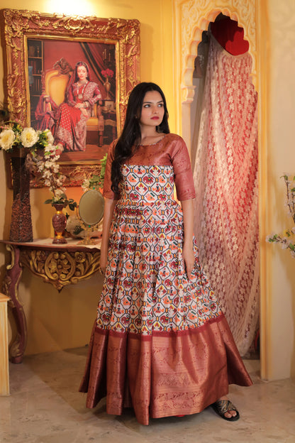 Beautiful Patola Print Soft Silk Gown