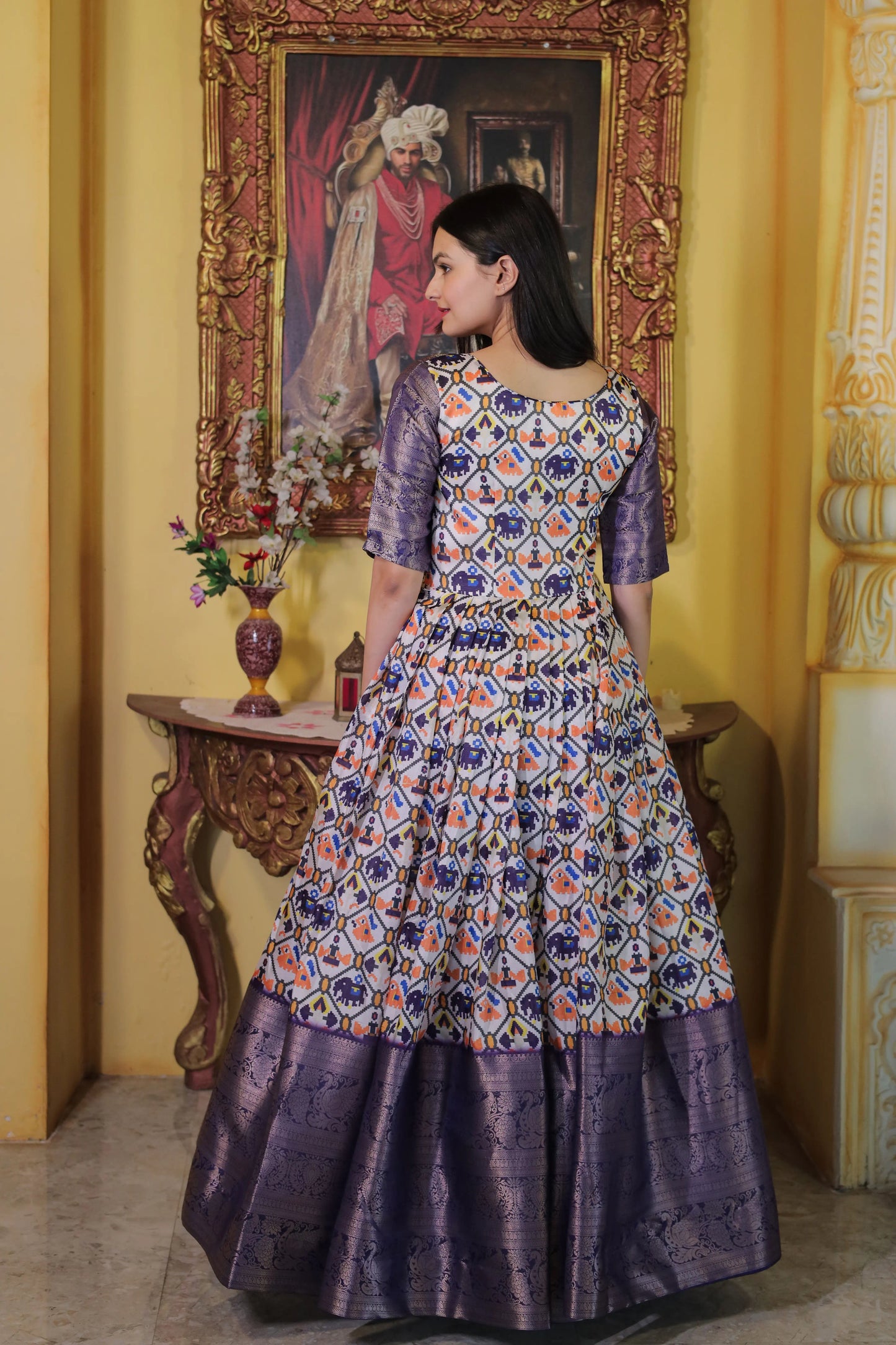 Beautiful Patola Print Soft Silk Gown