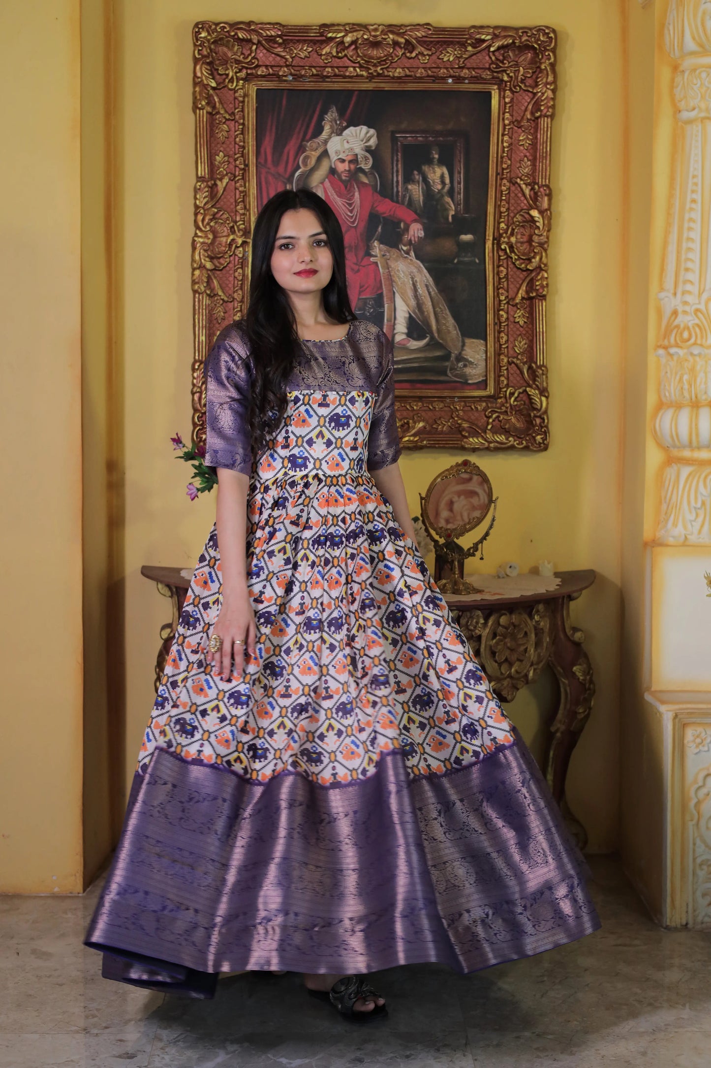 Beautiful Patola Print Soft Silk Gown