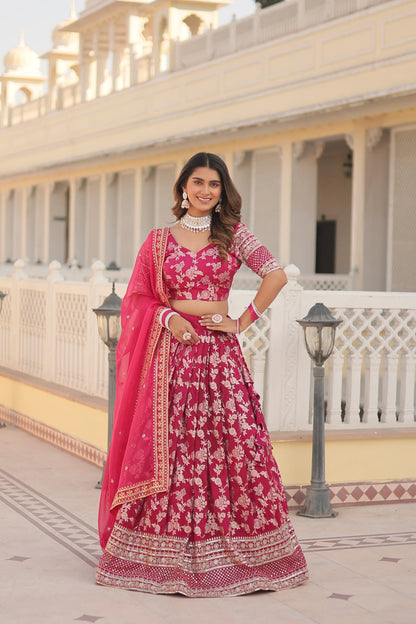 Designer Heavy Embroidered Viscose Jacquard Lehenga Choli