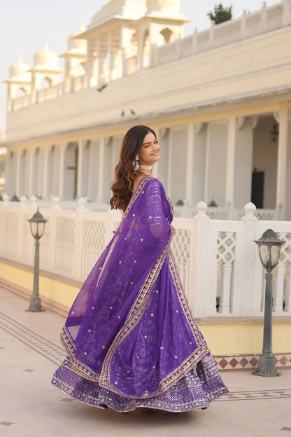 Designer Heavy Embroidered Viscose Jacquard Lehenga Choli