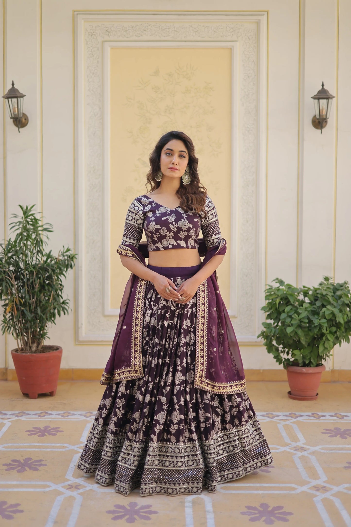 Designer Heavy Embroidered Viscose Jacquard Lehenga Choli