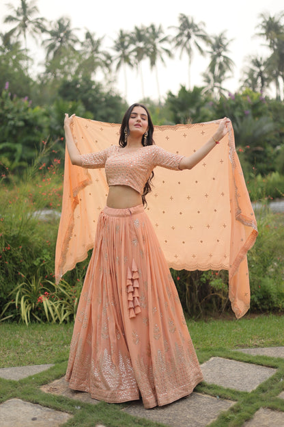 Faux blooming Lehenga Choli with Heavy Embroidery Work