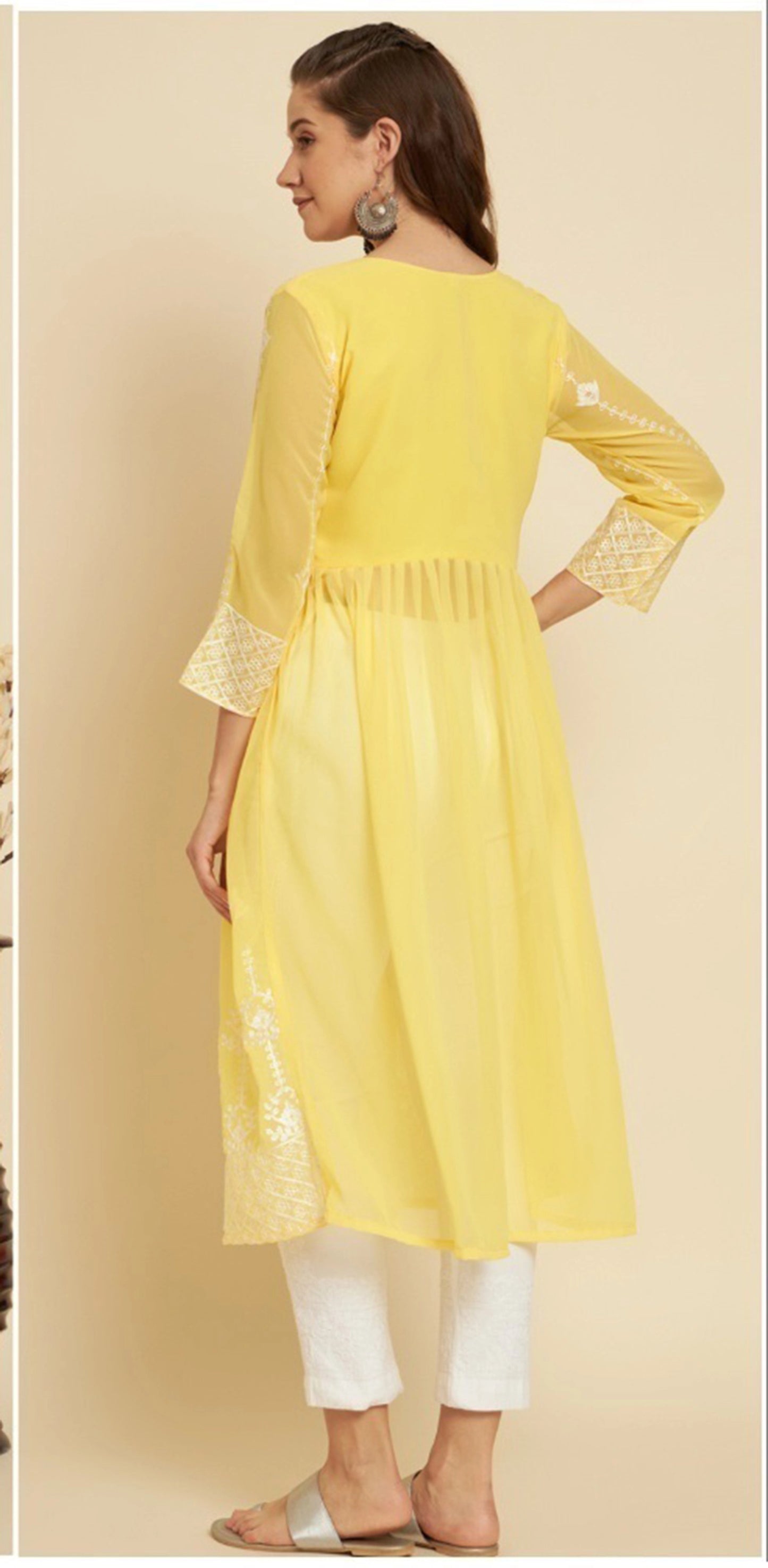 Embroidered Straight Kurta in Soft Georgette