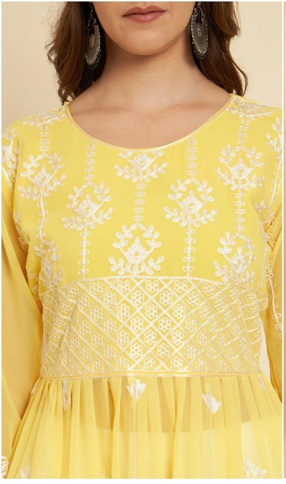 Embroidered Straight Kurta in Soft Georgette