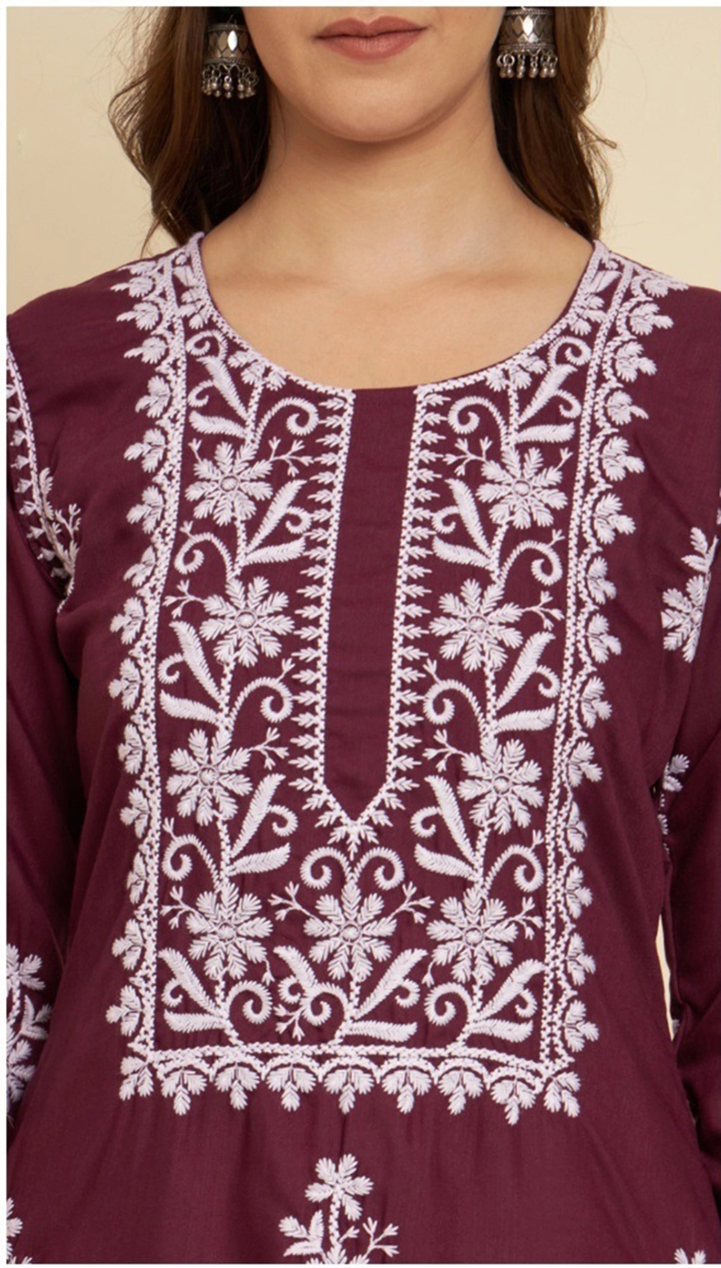 Women Embroidered Cotton Straight Kurta