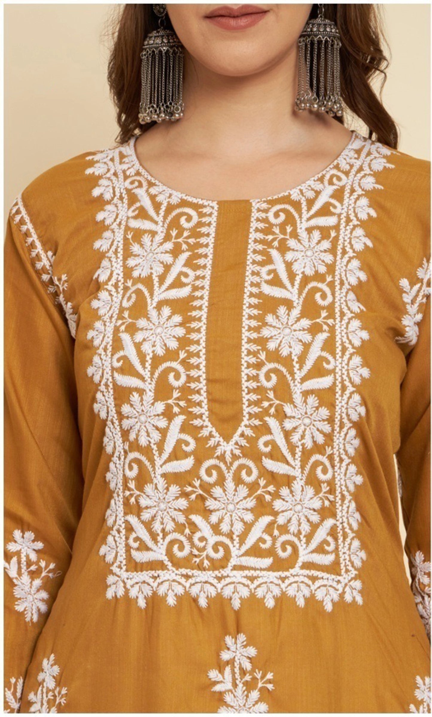 Women Embroidered Cotton Straight Kurtas