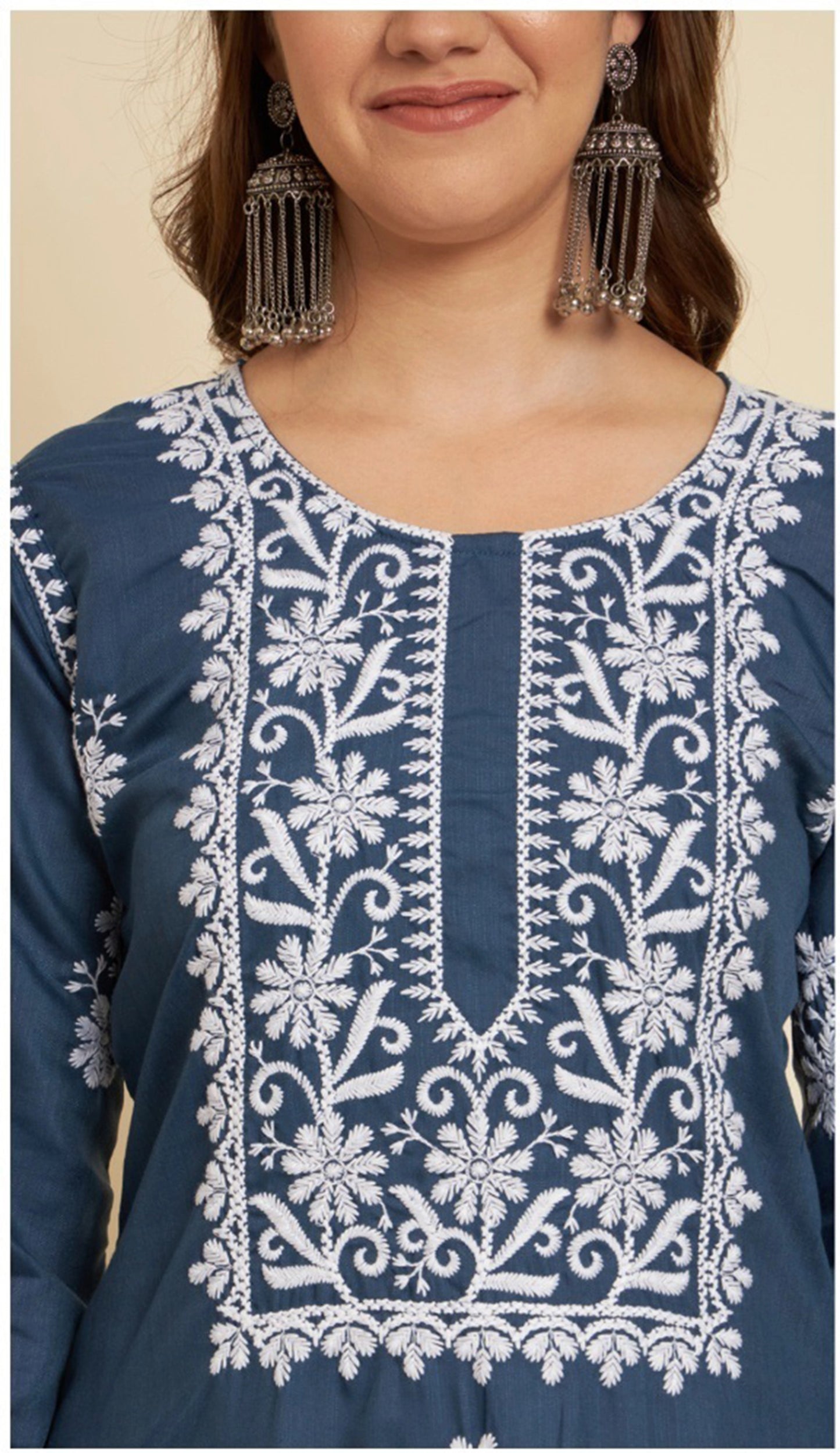 Women Embroidered Cotton Straight Kurtas