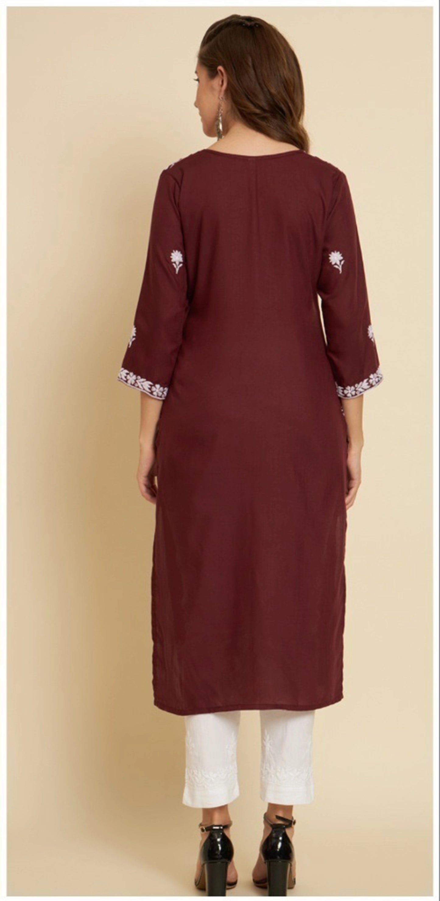 Women Embroidered Straight Soft Cotton Kurtas