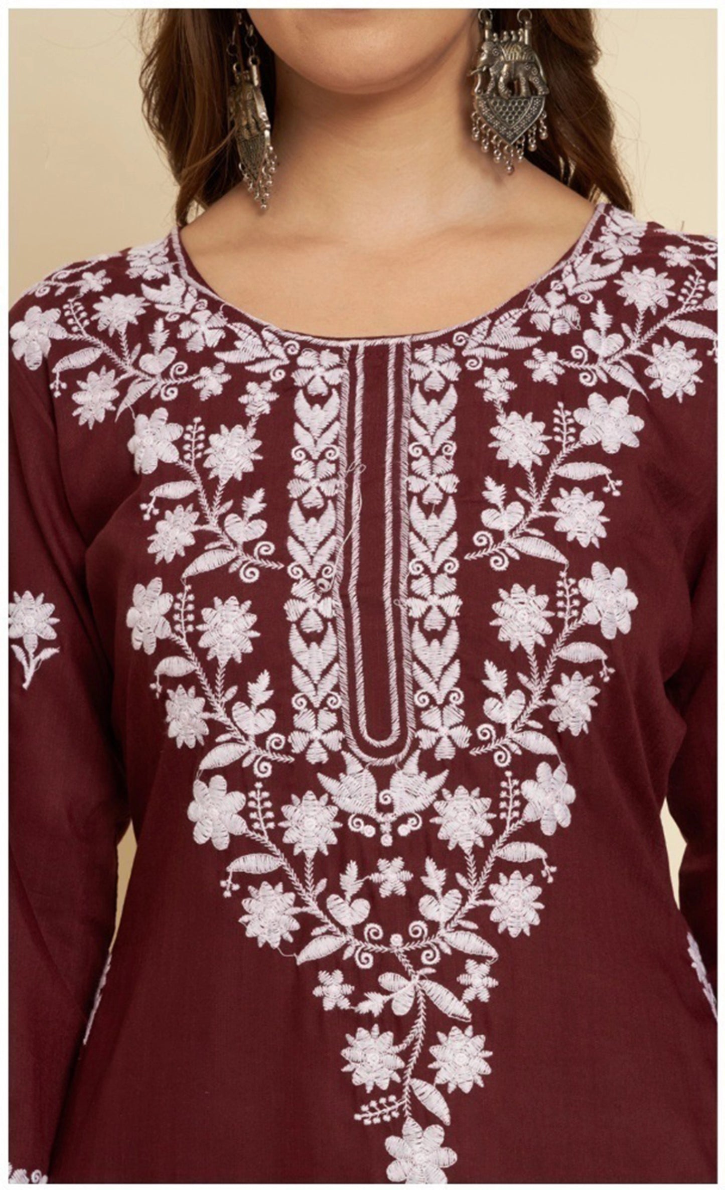 Women Embroidered Straight Soft Cotton Kurtas