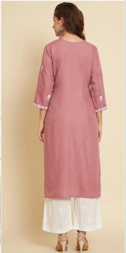 Women Embroidered Straight Soft Cotton Kurtas